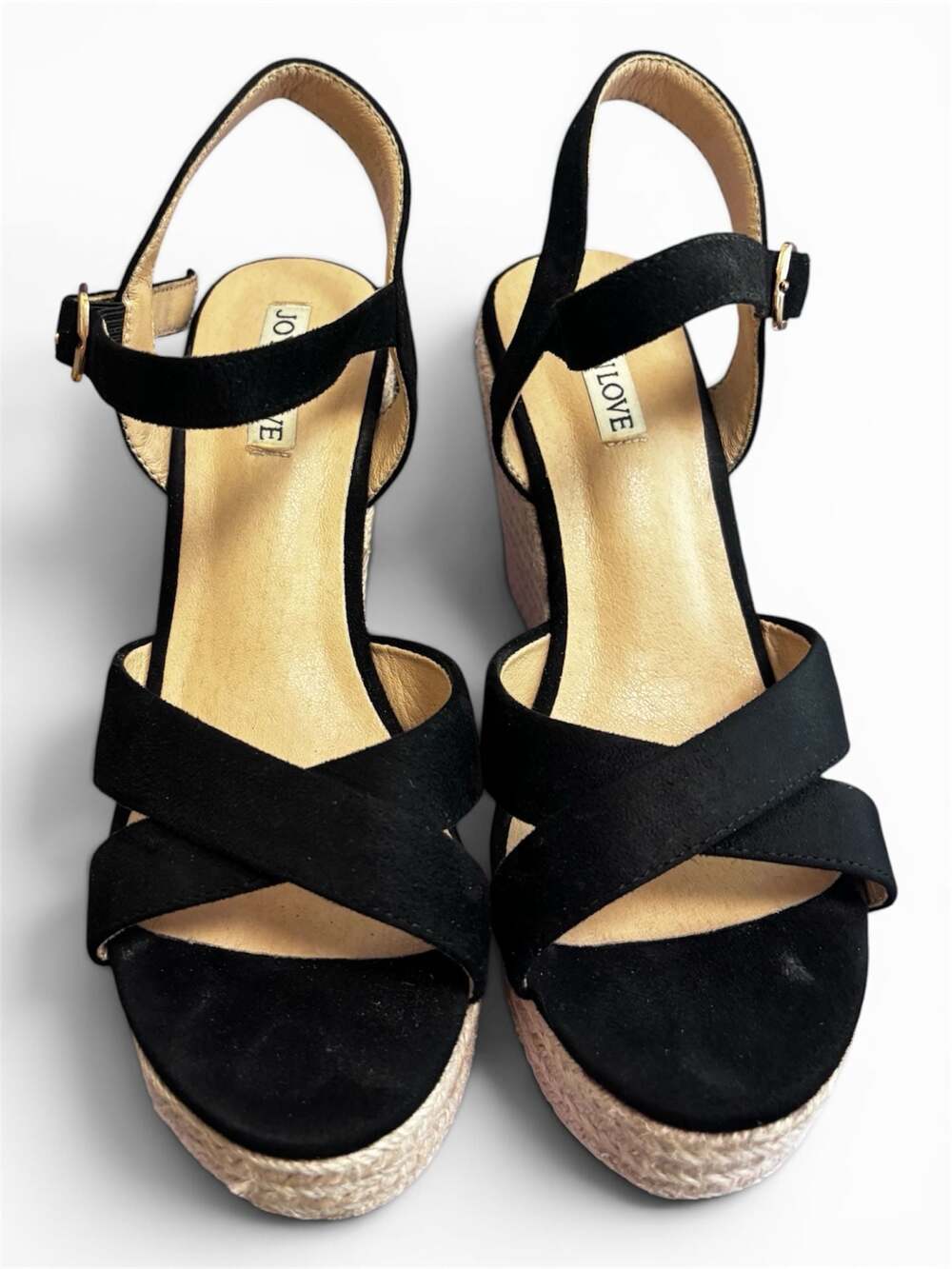 Joy in Love Black Espadrille Wedge Platform Sandals
